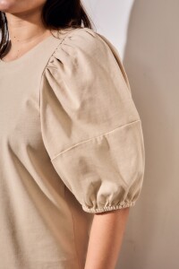 Remera Algodón Manga Globo Khaki