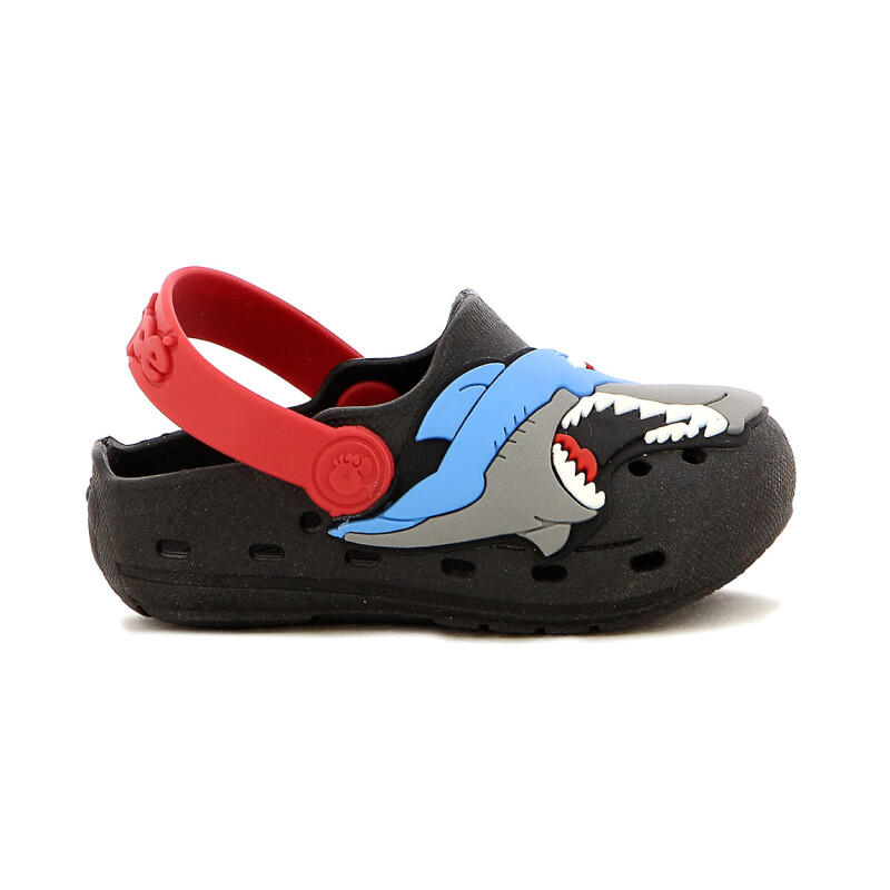 Pe Com Pe Zapato Zueco C/tiburon Negro-rojo
