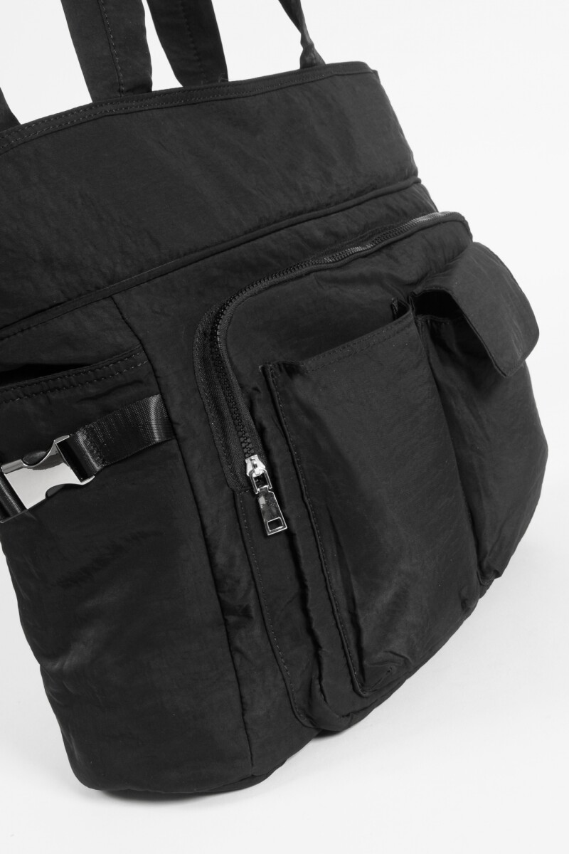 Shopper oversize bolsillos negro