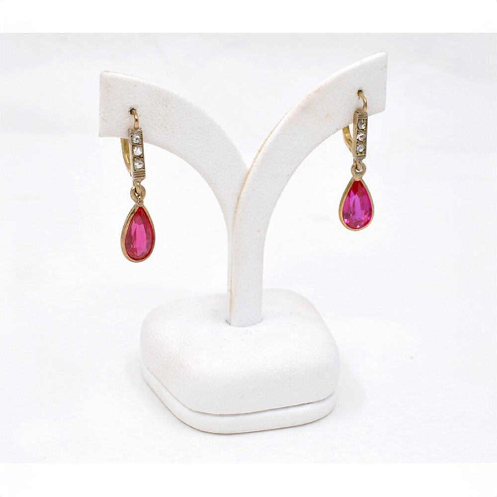 Caravanas Antiguas Con Diamantes Y Rubies Sinteticos. Caravanas Antiguas Con Diamantes Y Rubies Sinteticos.
