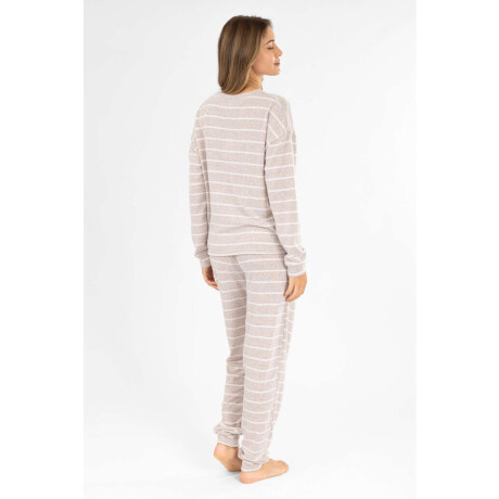 Pijama hacci rayado beige Beige