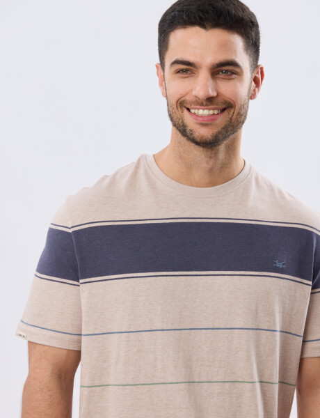 REMERA RAYADA DE ALGODÓN Beige