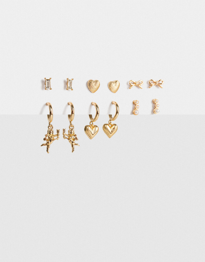 Aros Sets Con corazón Set De Aros Romantico - Dorado