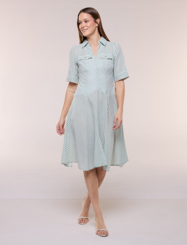 Vestido Camisero Midi Lineas VERDE/MULTI