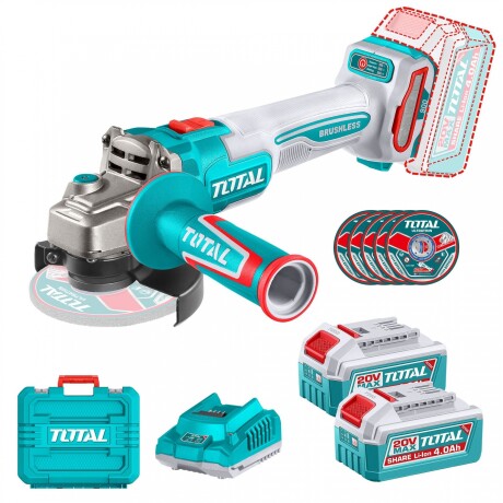 Amoladora Angular 4.1/2" Inalámbrica 20v Sin Carbones - 2 Baterías 4.0Ah Amoladora Angular 4.1/2" Inalámbrica 20v Sin Carbones - 2 Baterías 4.0Ah