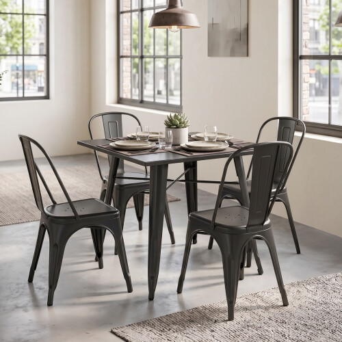 Juego de comedor 4 sillas tolix 70 Negro