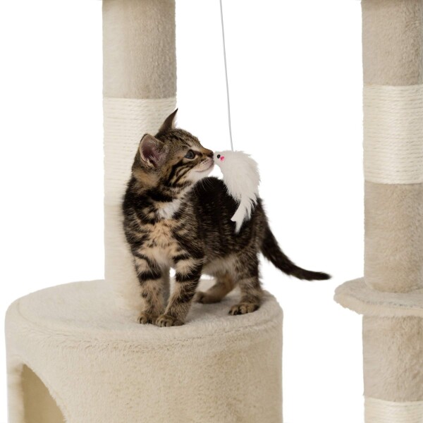 Rascador Torre 5 Niveles En Felpa Y Sisal Para Gato Juego Color Variante Beige