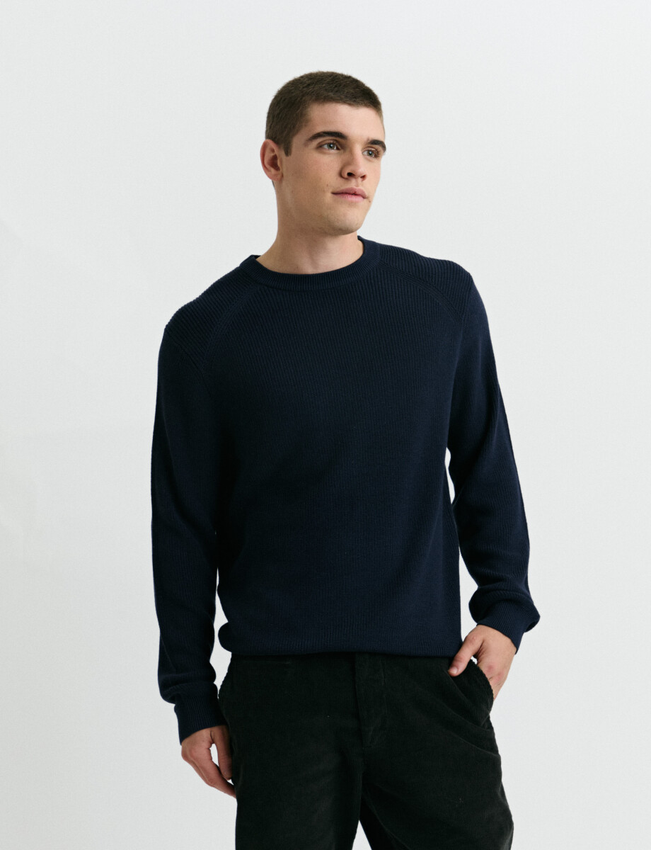 470986 SWEATER HARRINGTON LABEL Azul Oscuro