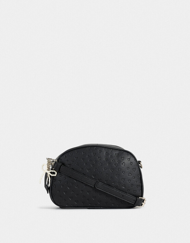 Bandoleras Tendencia Bandolera De Cuerina Con Corazones Y Charms - Negro