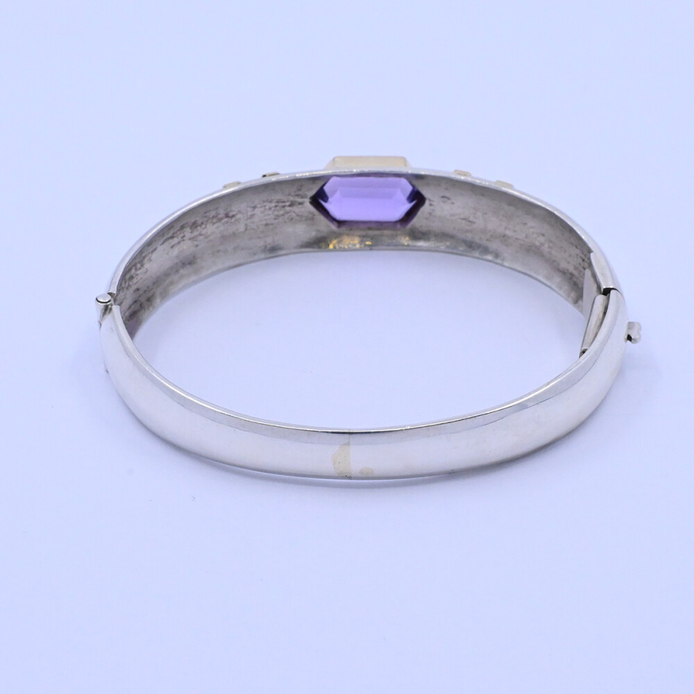 Pulsera plata, oro y amatista. Pulsera plata, oro y amatista.
