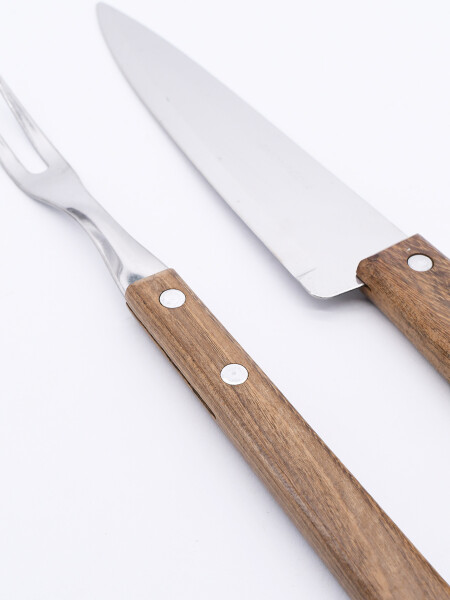 SET ASADOR CUCHILLA Y TENEDOR PARILLA MARRON