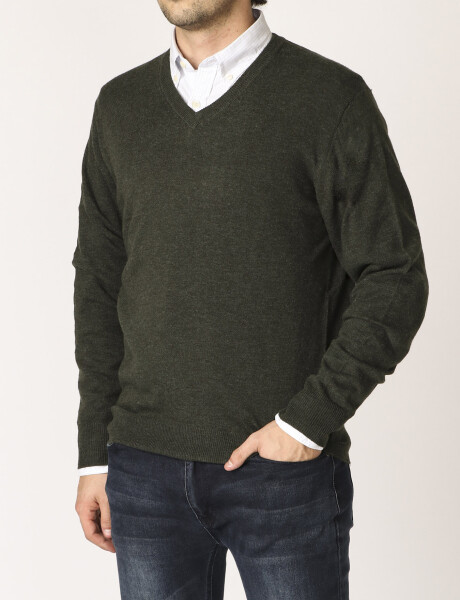 470318 SWEATER V HARRINGTON LABEL Verde