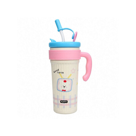 Vaso térmico de acero con sorbito y tapita 750ml Rosado