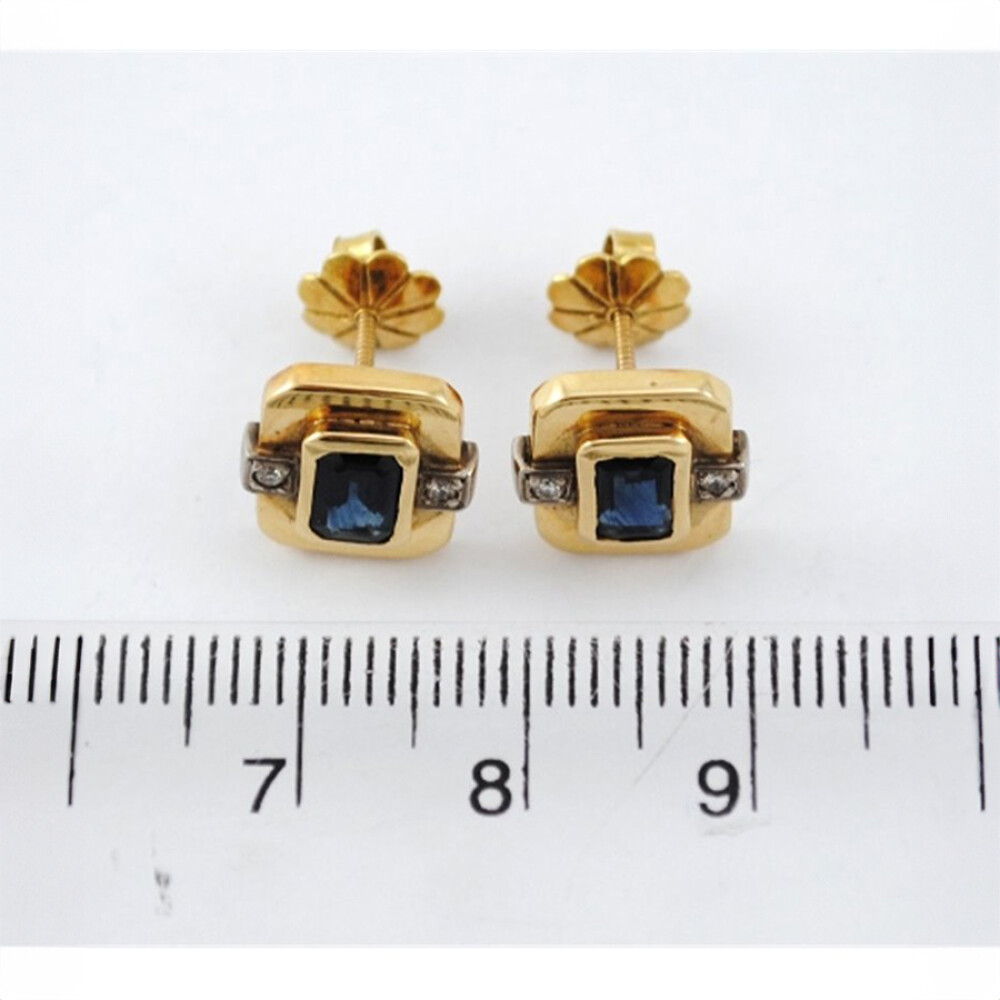 Caravanas Oro 18K Y Zafiro Caravanas Oro 18K Y Zafiro