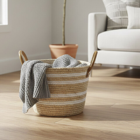 Canasto Mimbre con Rayas Home Class 29 x 21 x 20 cm U