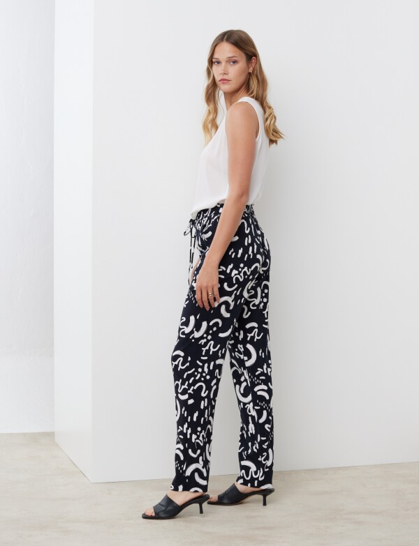 Pantalon Print NEGRO/BLANCO