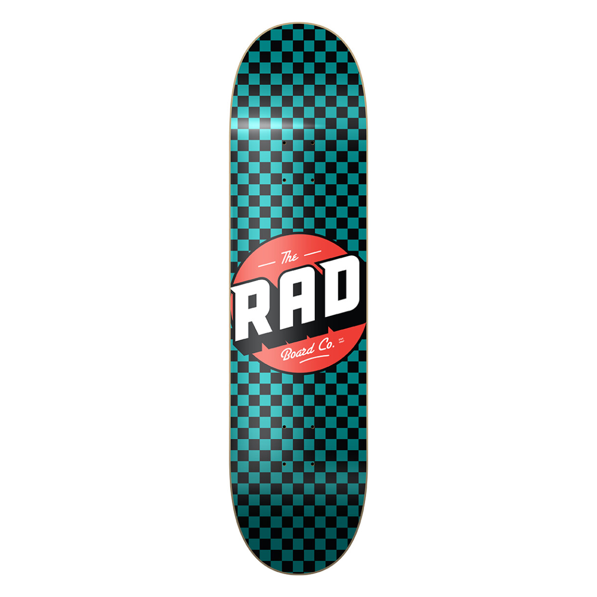 Deck Skate Rad 8.0" - Modelo Checker - Black / Teal (Lija incluida) 