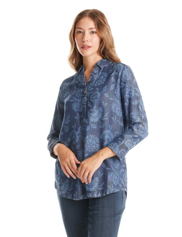 Blusa Lyocell Flores JEAN OSCURO