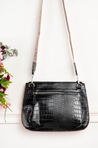 Bolso Croco Combinado Negro