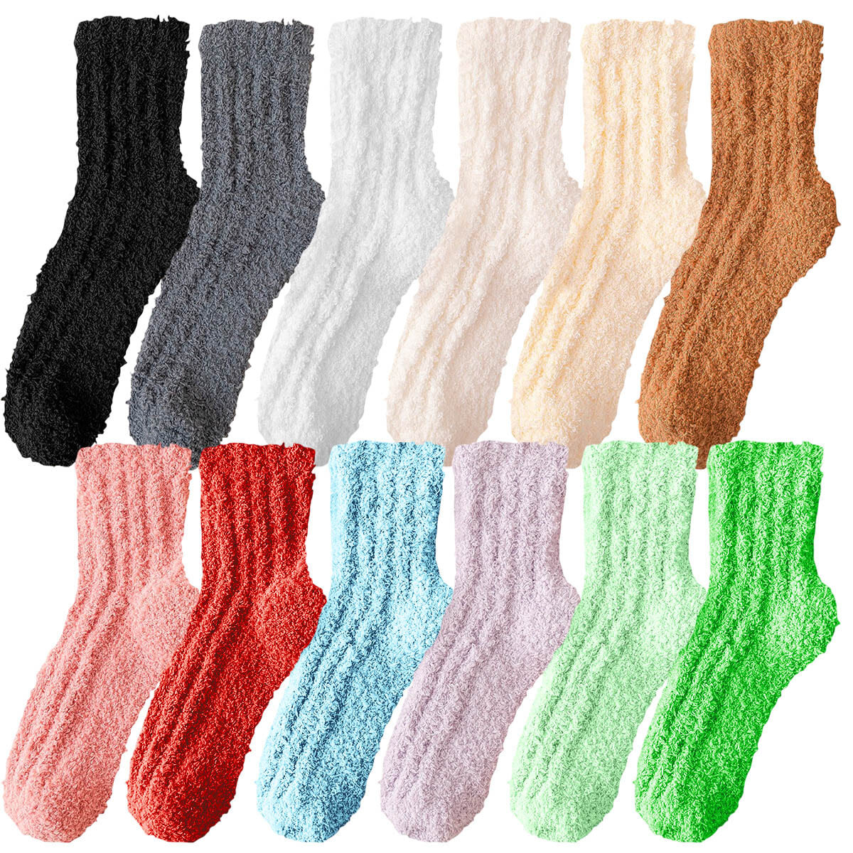 Set X12 Pares Medias Polares Color Unisex Abrigadas 