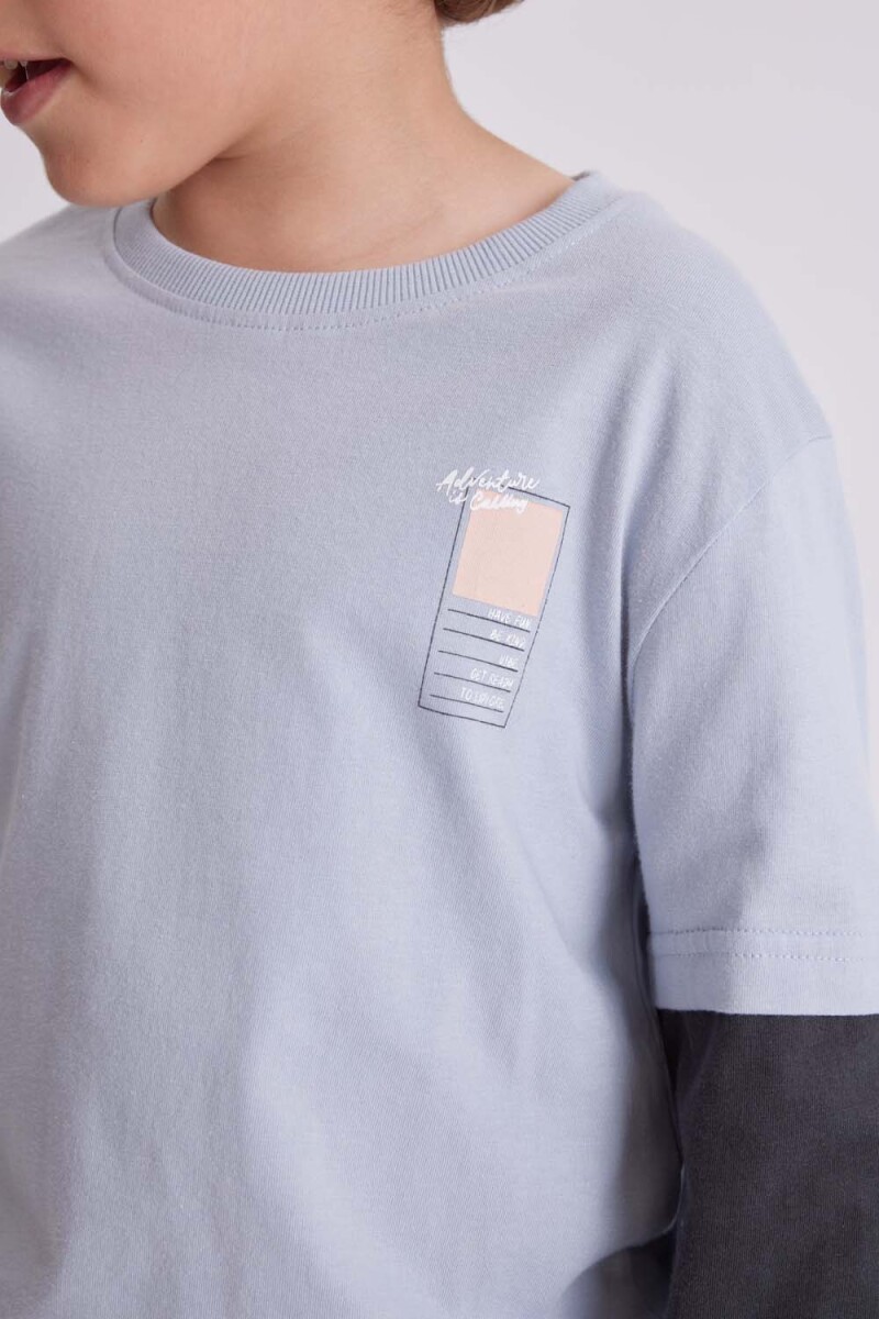 Remera manga larga estampa Celeste
