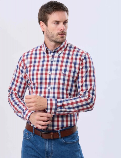 CAMISA SPORT A CUADROS Rojo