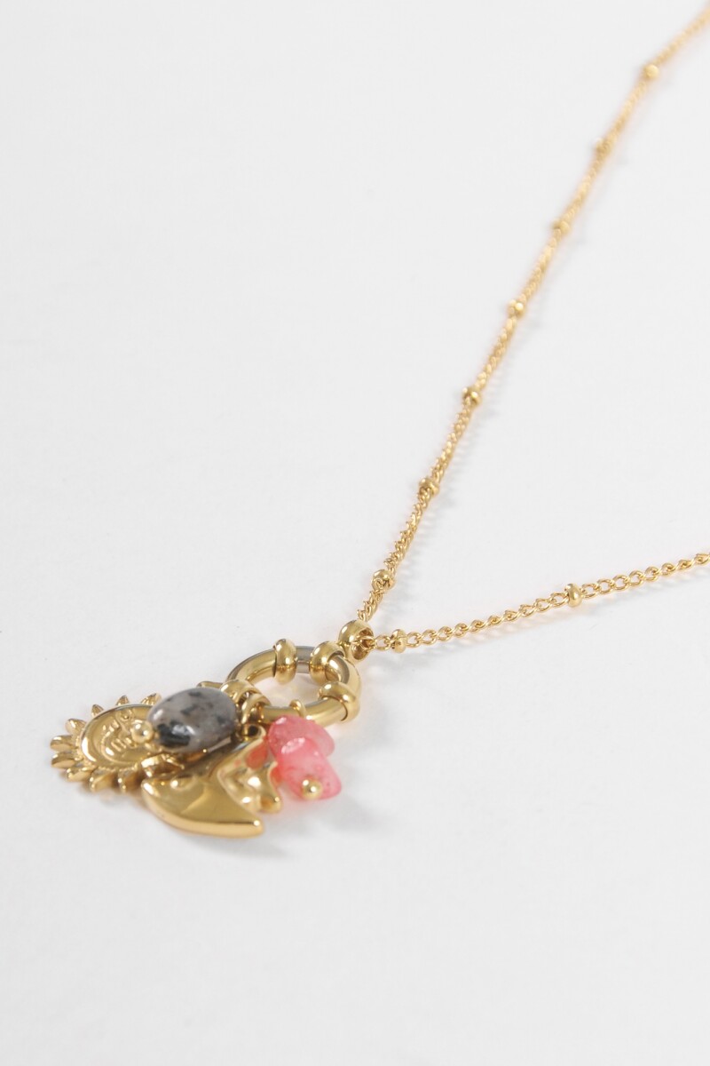 Collar cadena dije sol acero dorado