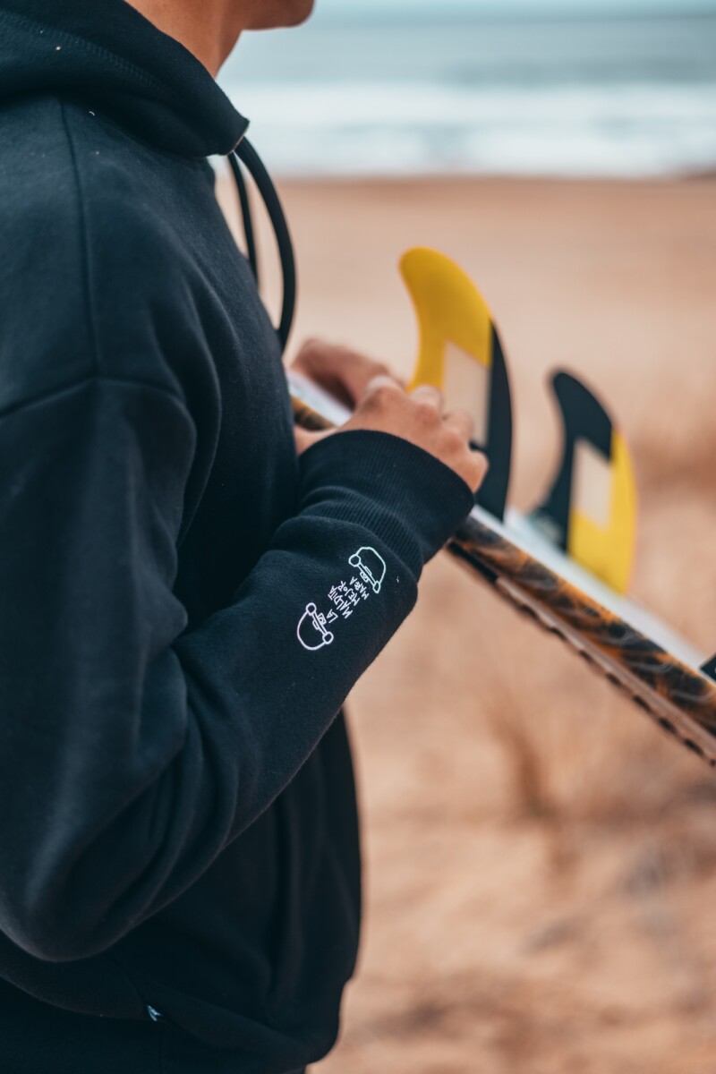 Hoodie Ocean Black Over Fit / Negro U