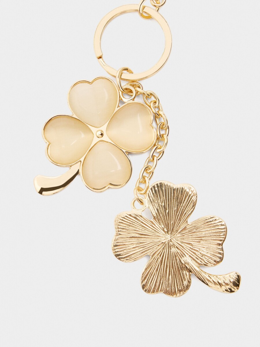 Llavero Charm De Flores dorado