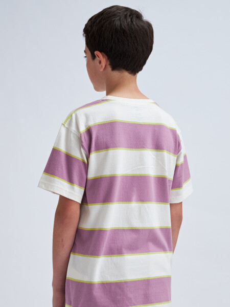 Camiseta manga corta a rayas Violeta