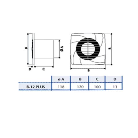 Extractor de baño B-12 Plus (120mm) Extractor De Baño B-12 Plus (120mm)