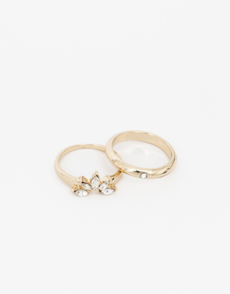 Sets Anillos Strass Set De Anillos De Metal Strass - Dorado