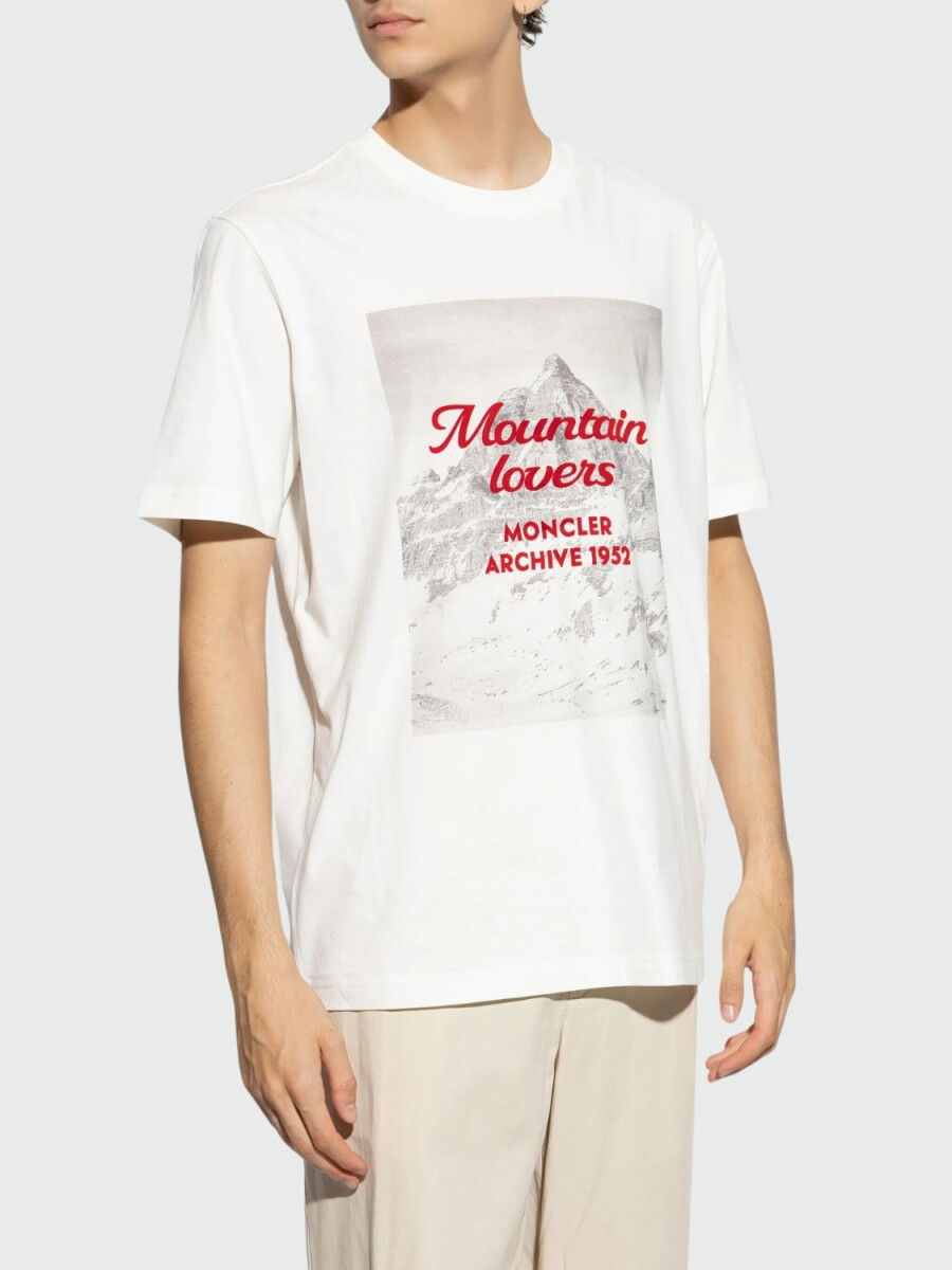 Moncler - Remera de algodón estampada - Blanco 