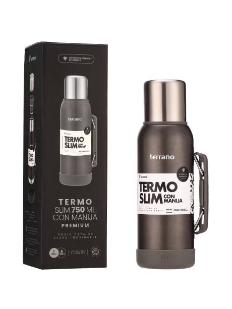 Termo Slim 750mL. con Base Silicona Gris Metalizado