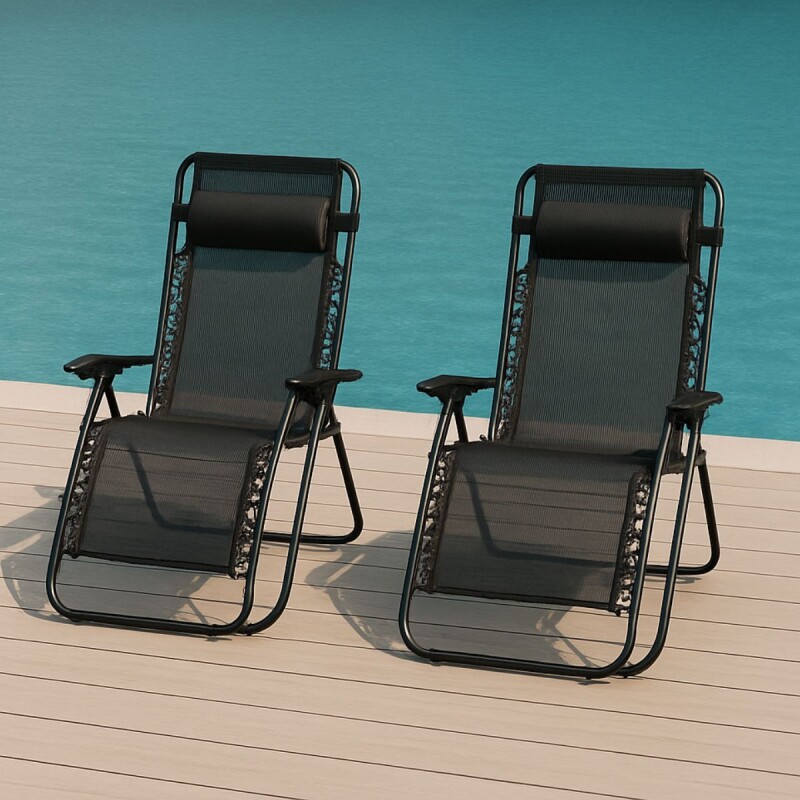 Set x2 Reposera Reclinable Gravedad Cero NEGRO