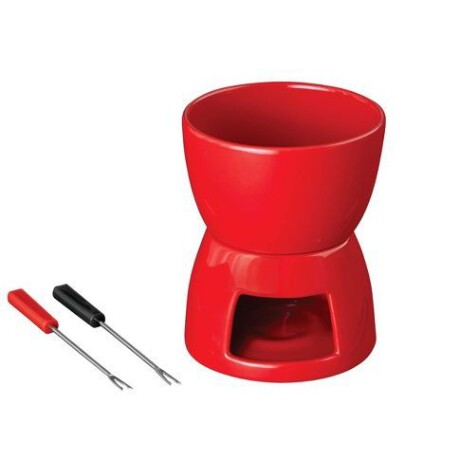 Juego Fondue Cerámica Rojo 4 Piezas 12cm x 15cm Juego Fondue Cerámica Rojo 4 Piezas 12cm x 15cm