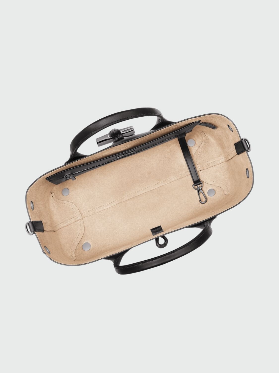 Longchamp -Cartera de cuero con gran capacidad, Roseau Negro
