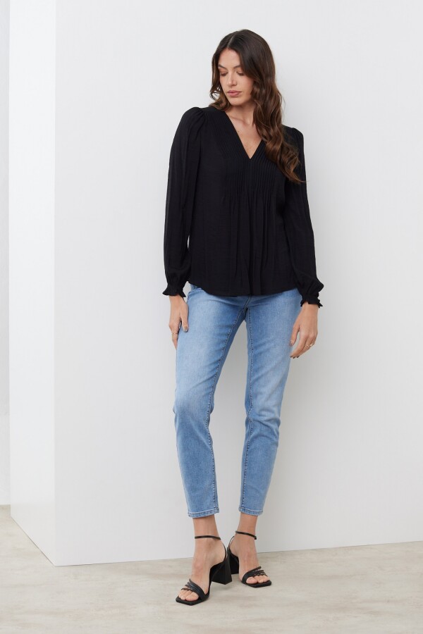 Blusa Plisada NEGRO