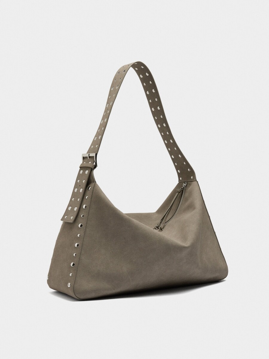Bolso De Mano Efecto Piel Con Tachuelas blanco