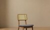 Silla de Comedor Classic Ratán - Línea Manhattan Tela Lino Gris/Natural
