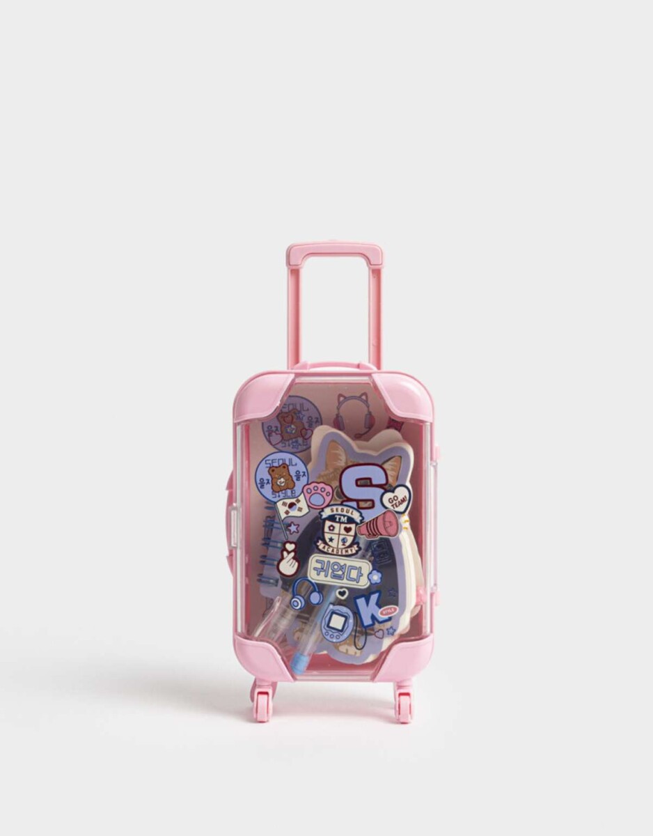 Set De Librería En Mini Valijita - Rosa Claro 