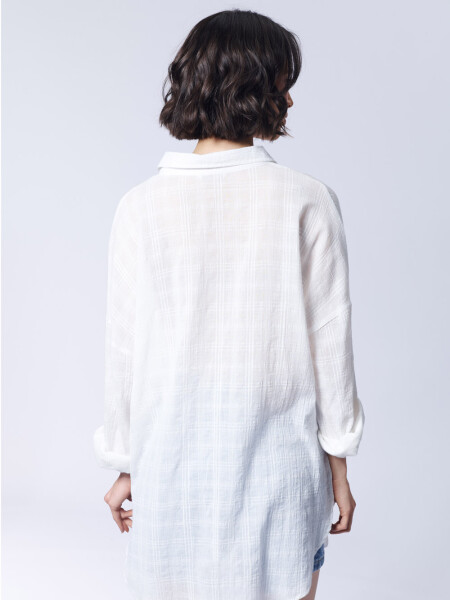 Camisa Manga larga Oversize Textura Blanco