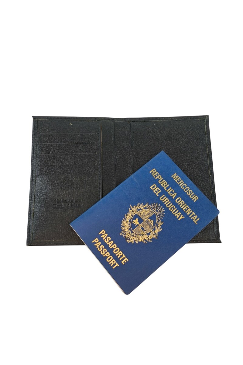 Portapasaporte de Cuero: Protección y Estilo Compacto. Negro