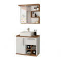 CONJUNTO MUEBLE DE BAÑO MODELO VENEZA BLANCO CON NOGAL / MUEBLE DE COLGAR + ESPEJO + BACHA / 70CM Conjunto Mueble De Baño Modelo Veneza Blanco Con Nogal / Mueble De Colgar + Espejo + Bacha / 70cm