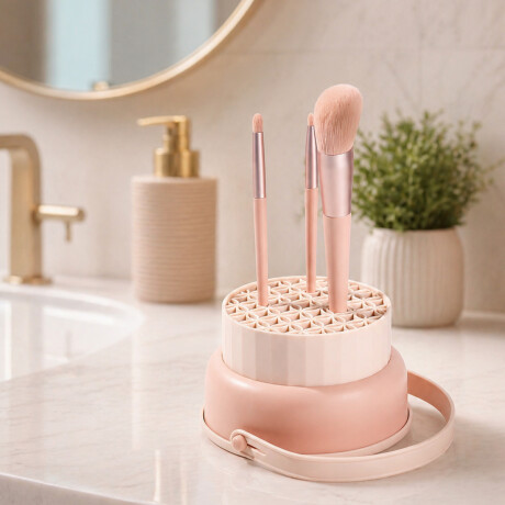 Organizador y Limpiador de Brochas Rosado