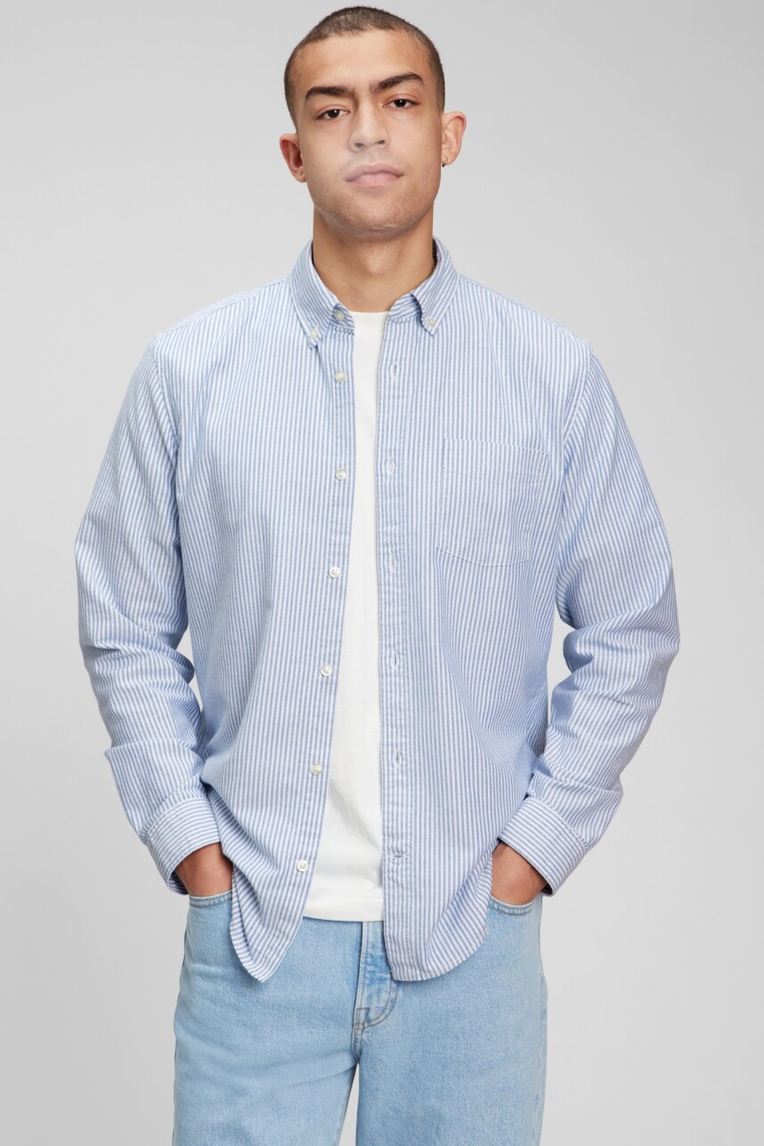 Camisa Oxford Hombre Blue Stripe