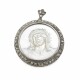 Medalla estilo antiguo, platino, oro 18K, diamantes y nácar cristo Medalla estilo antiguo, platino, oro 18K, diamantes y nácar cristo