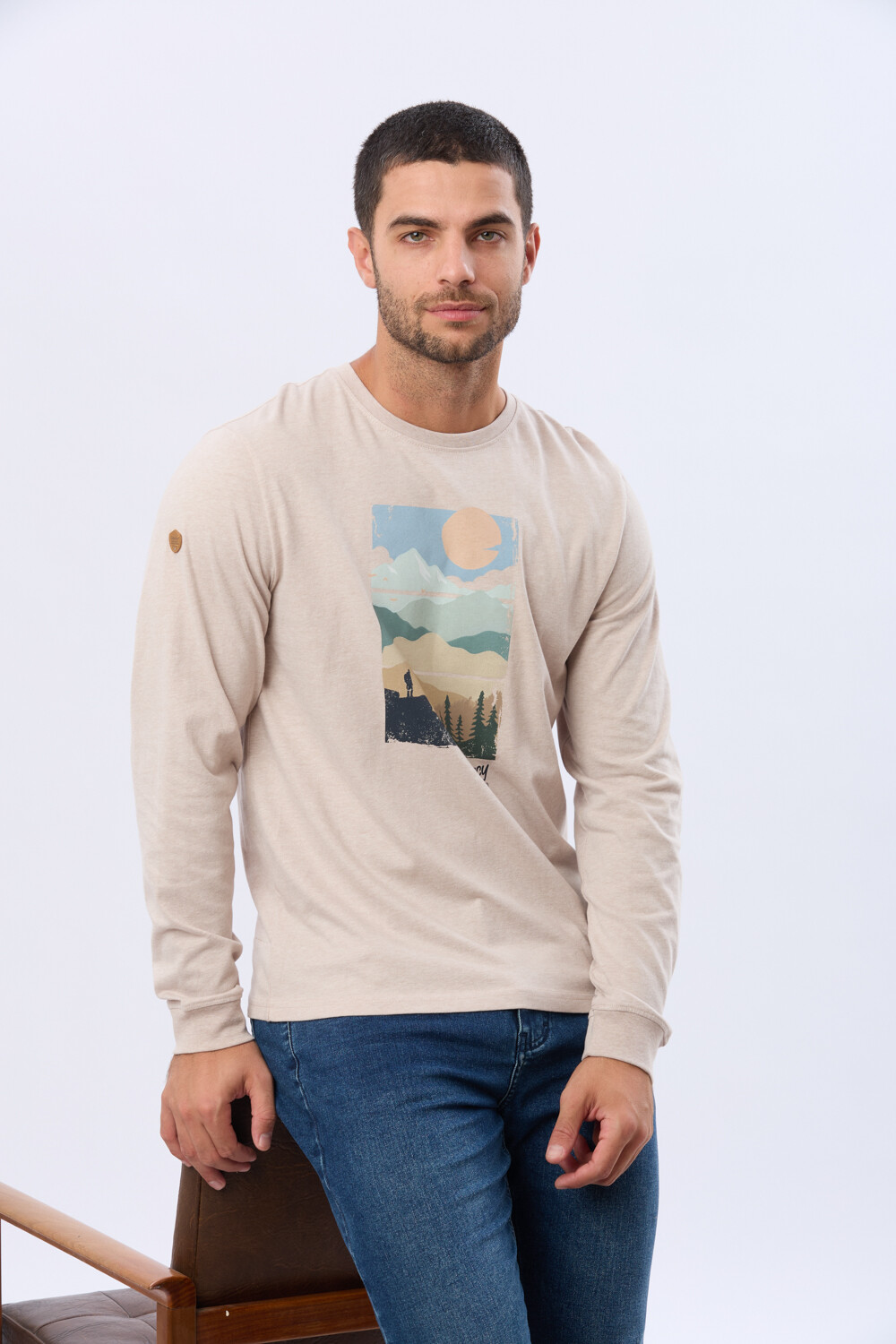 REMERA ESTAMPADA DE ALGODÓN Beige