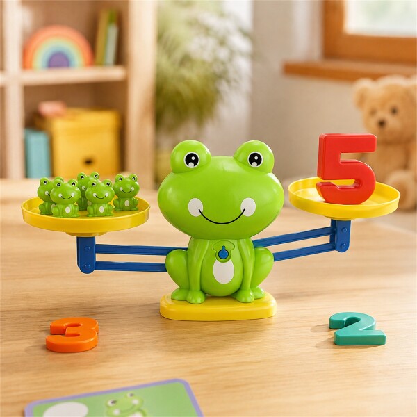 Juego Educativo Balanza de Ranas con Números y Cartas Verde 1