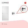 Puerta Desarmada Interior en MDF con Marco y Cerradura Lumax Blanca tramada Herraje Negro
